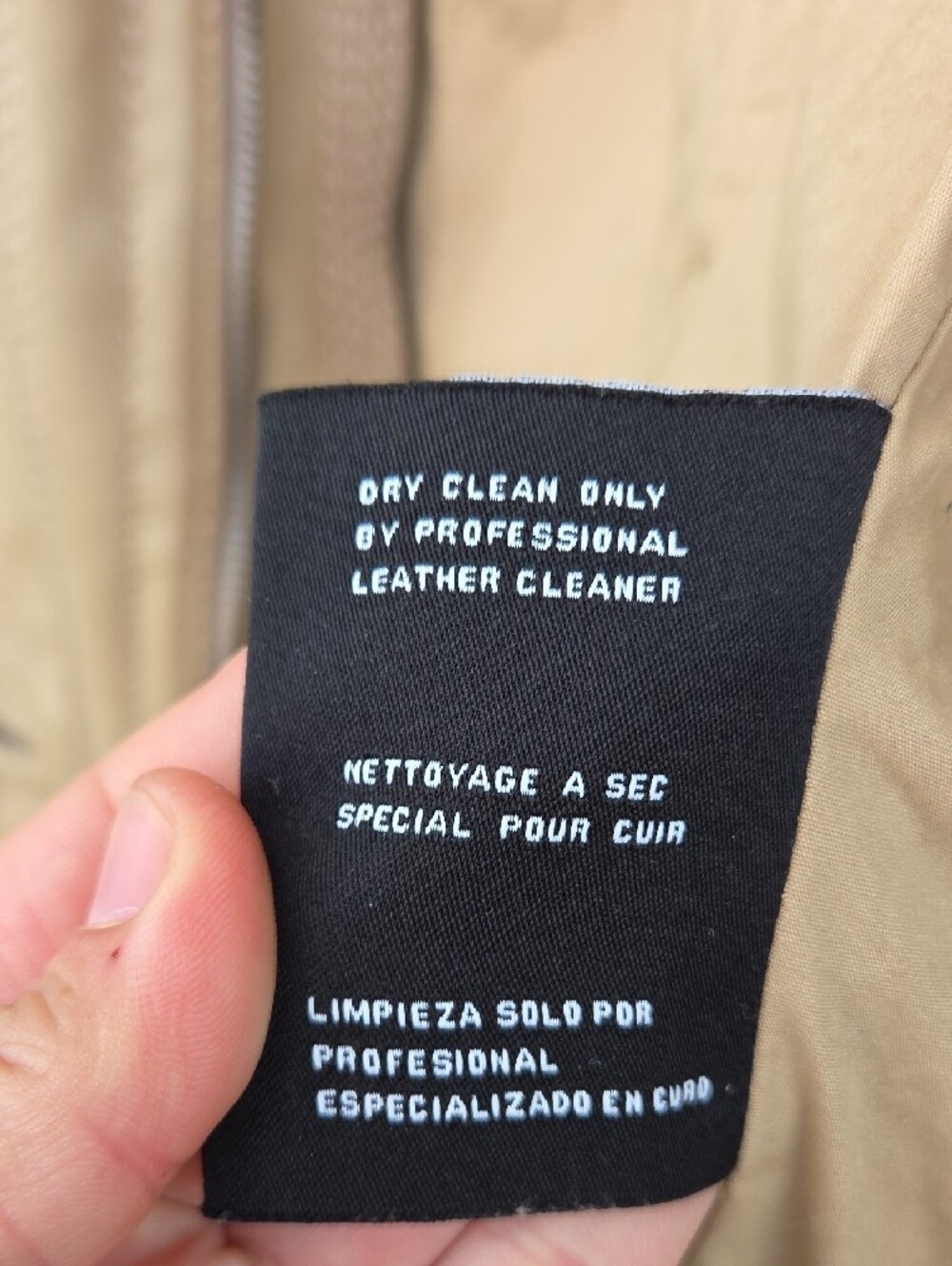 Michael Kors Beige Leather Zip-Front Jacket - Picture 9 of 10